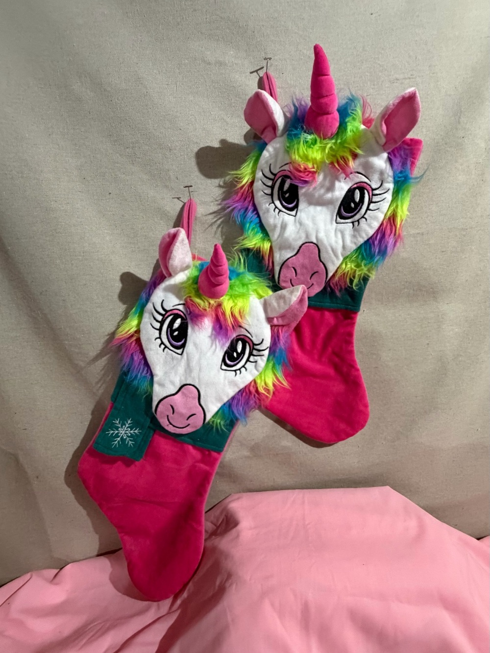 Christmas Girls' Pink Rainbow Unicorn Holiday Stocking - Kids Accessories